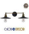 GLOBOSTAR® MINIMALL 01069 Vintage Φωτιστικό Τοίχου - Απλίκα με Ντουί 2 x E27 AC 220-240V IP20 - Μαύρο & Χρυσό - Μ30 x Π60 x Υ18cm